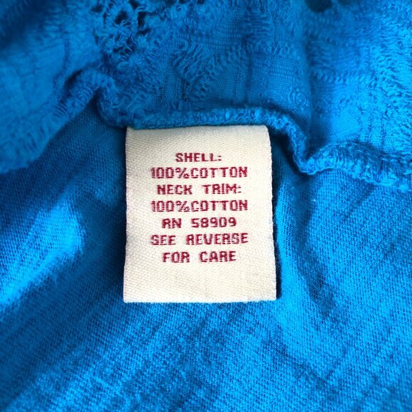 Reba Blue Crochet Lace Tunic Top Women’s Small V-Neck 3/4 Sleeve Boho - Picture 10 of 11